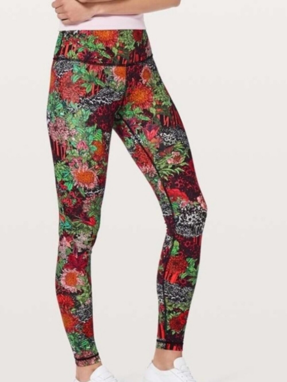 Lululemon S4 Orange Green Earth Floral Active Leggings Yoga Breathable Summer